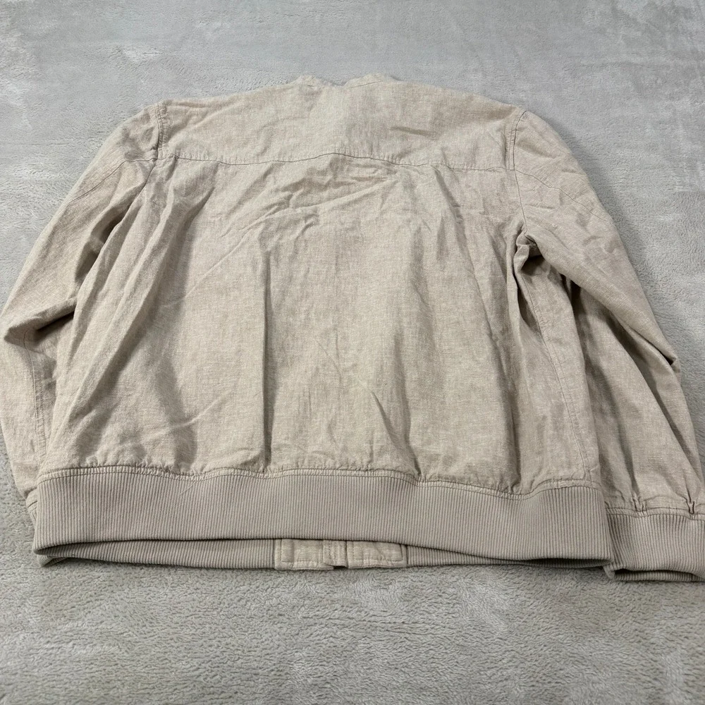 Banana Republic Mens XL Linen Cotton Blend Full Zip Bomber Jacket Khaki Beige